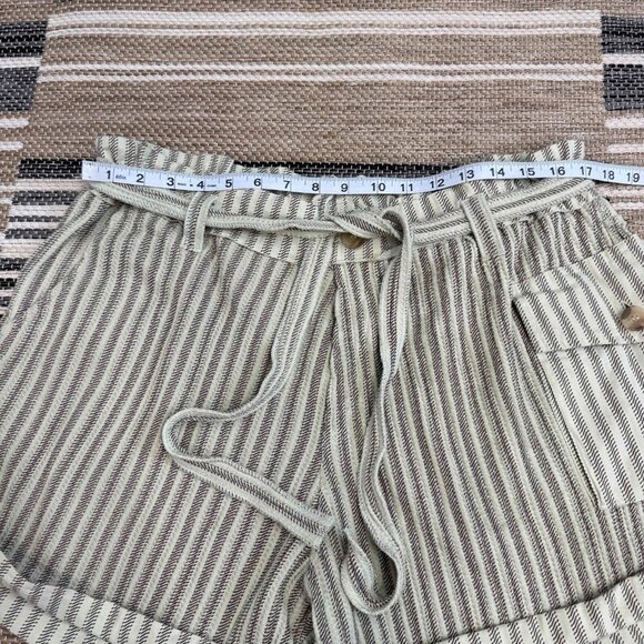Free People One Harriet Striped Shorts Pockets Relaxed Fit Green Brown Sz Large - Picture 10 of 14